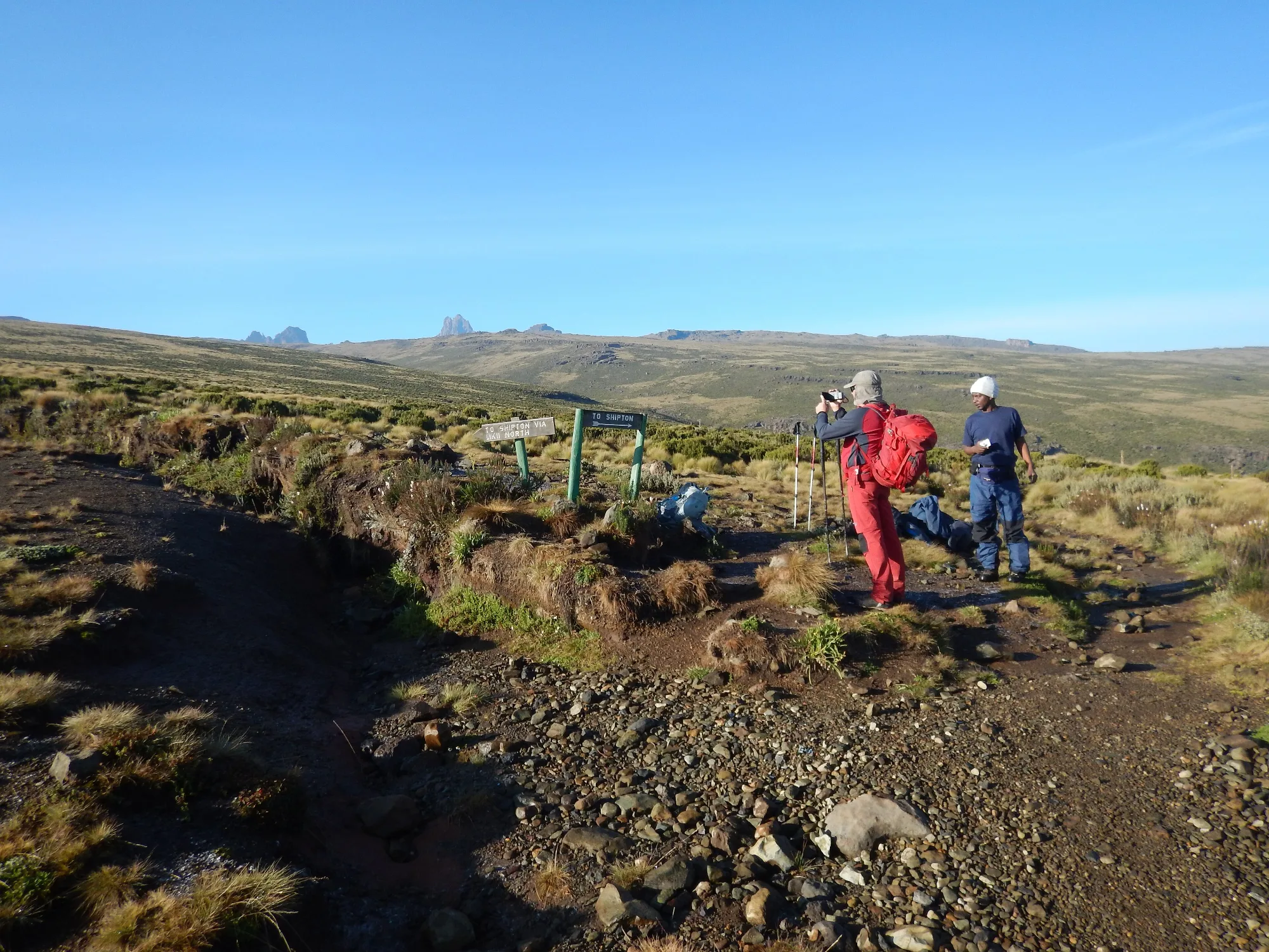 Hikers on the Sirimon route, Mount Kenya